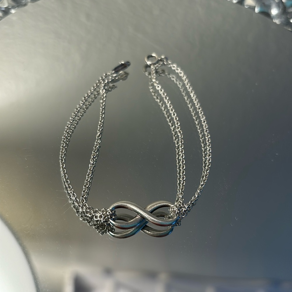 Tiffany & Co. Sterling Silver Double Chain Infinity Bracelet